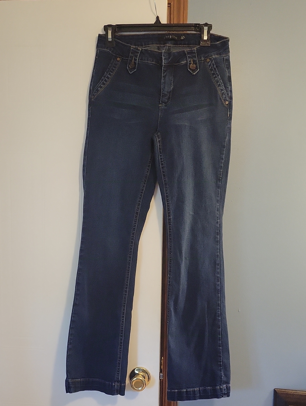 🌷 One 5 One Classic Women's Dark Blue Denim Flare Jeans Size 8/29